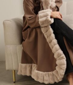 Caramel Velvet Coat - Winter Royal Farwa in Caramel Velvet