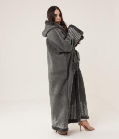 Charcoal Crystal Coat, Winter Royal Farwa in Charcoal Crystal