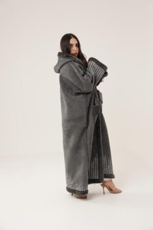 Charcoal Crystal Coat, Winter Royal Farwa in Charcoal Crystal
