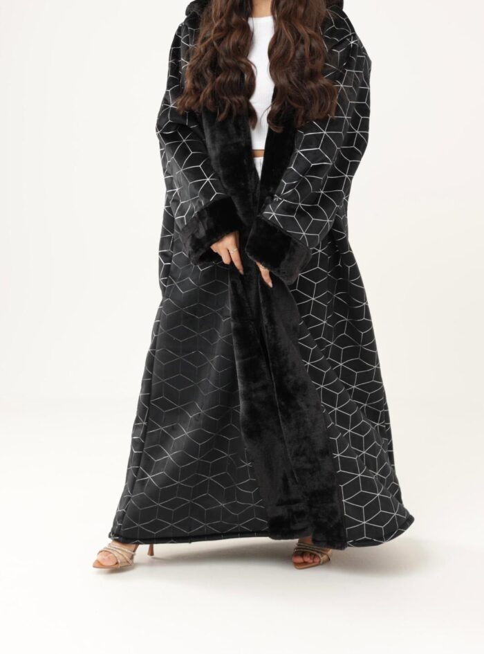 Noir Cube Coat, Winter Royal Farwa in Noir Cube