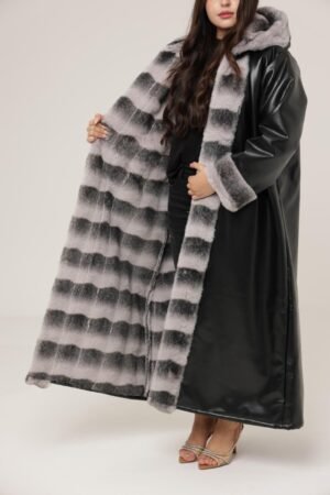 Obsidian Frost Coat - Winter Royal Farwa in Obsidian Frost